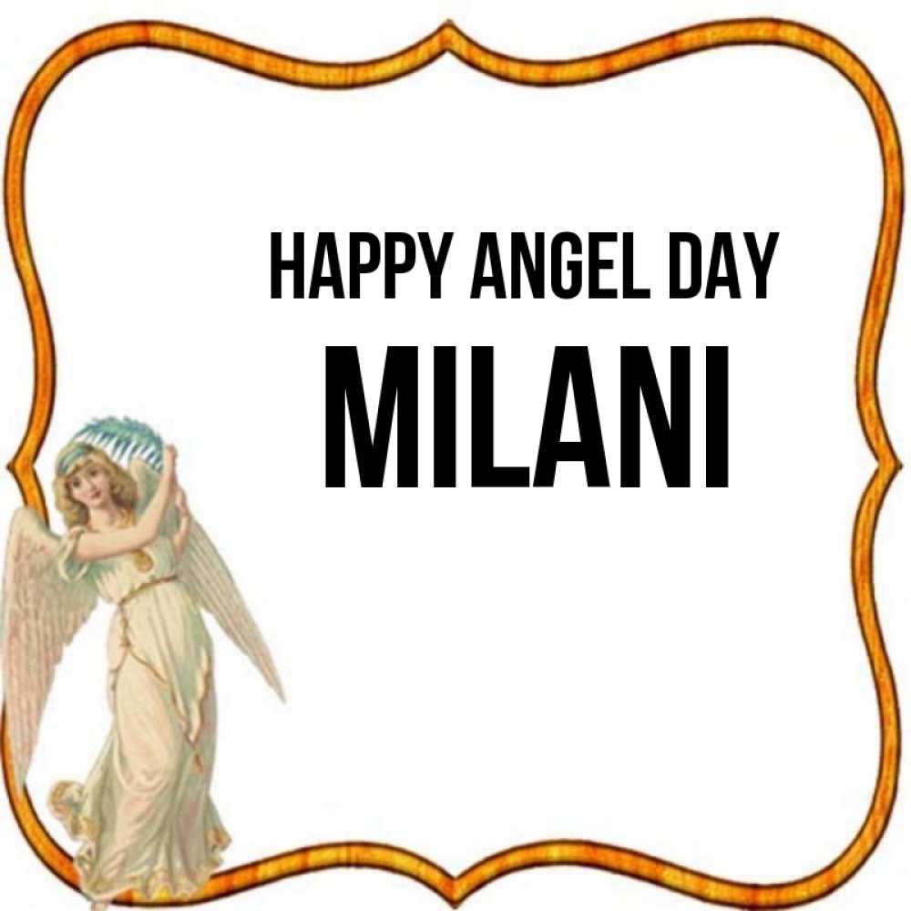 Greetings card с именем, Milani happy angel day рамочка простая Greetings with text for free download 