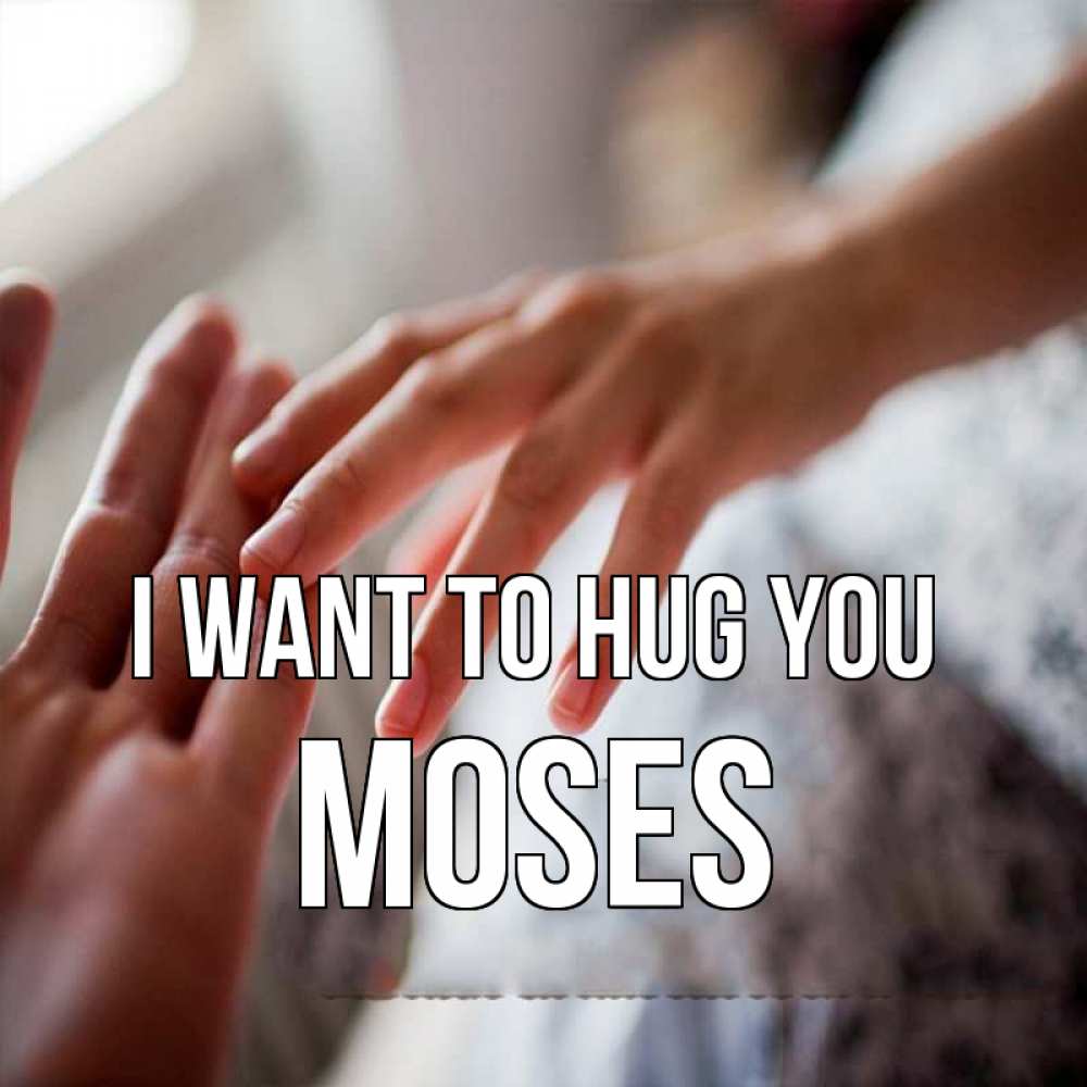 Greetings card с именем, Moses I want to hug you прикосновение Greetings with text for free download 