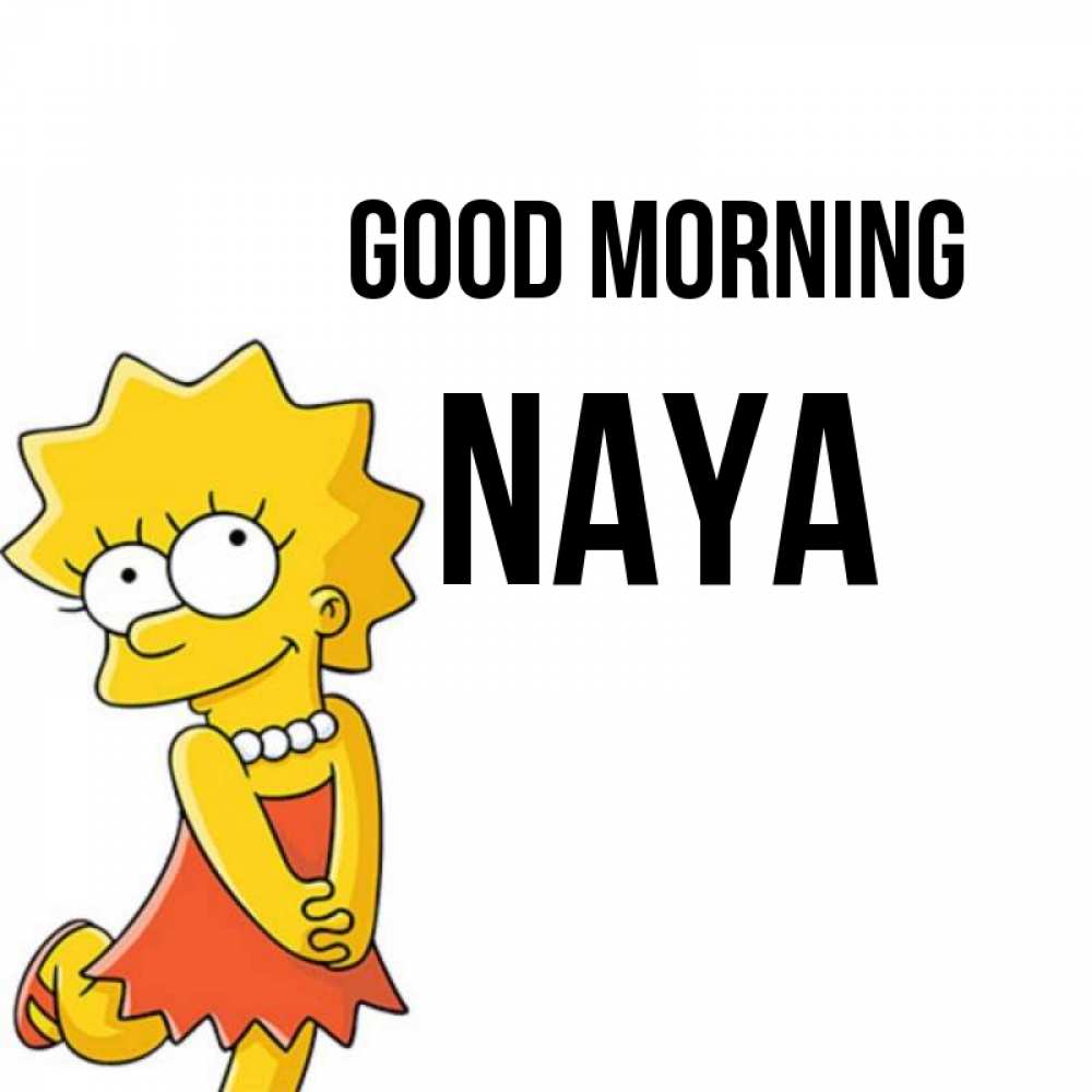Greetings card с именем, Naya Good morning в платье и ожерелье Greetings with text for free download 