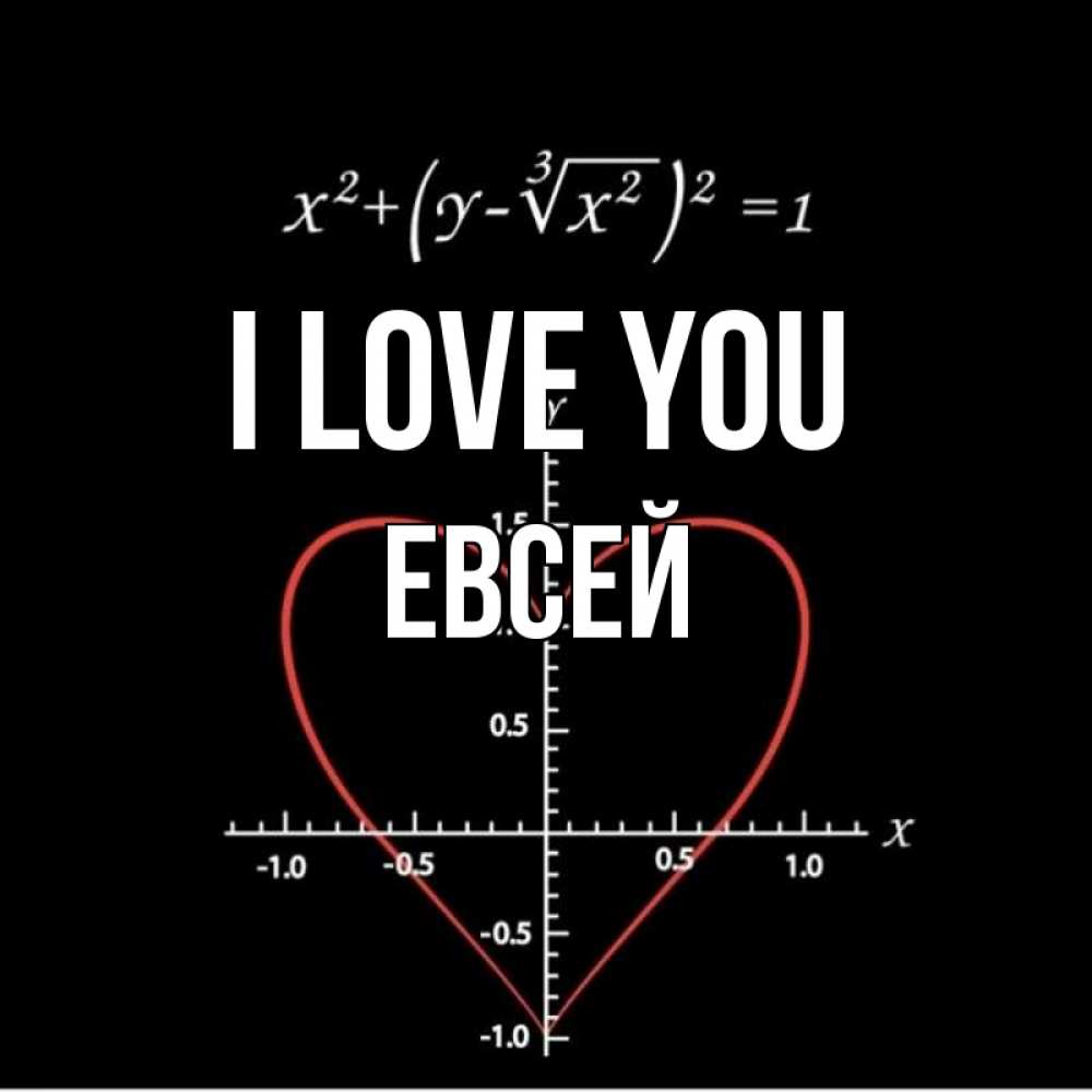 Greetings card с именем, Евсей I love you сердечная формула Greetings with text for free download 