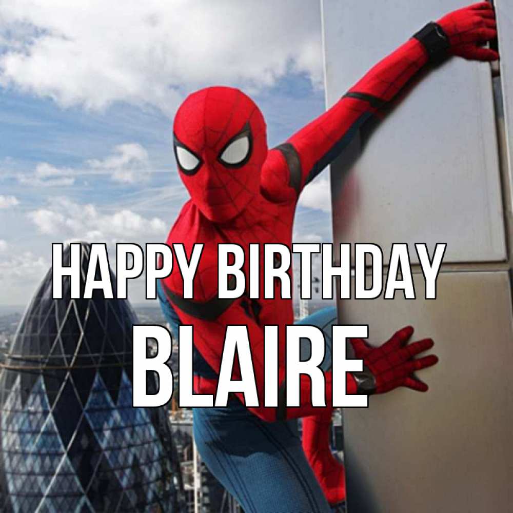 Greetings card с именем, Blaire Happy Birthday Марвел Greetings with text for free download 