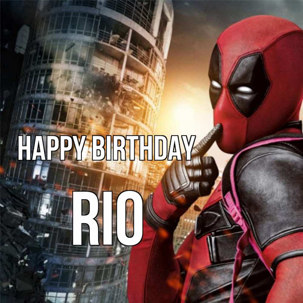 Greetings card с именем, Rio Happy Birthday с супергероями Greetings with text for free download 