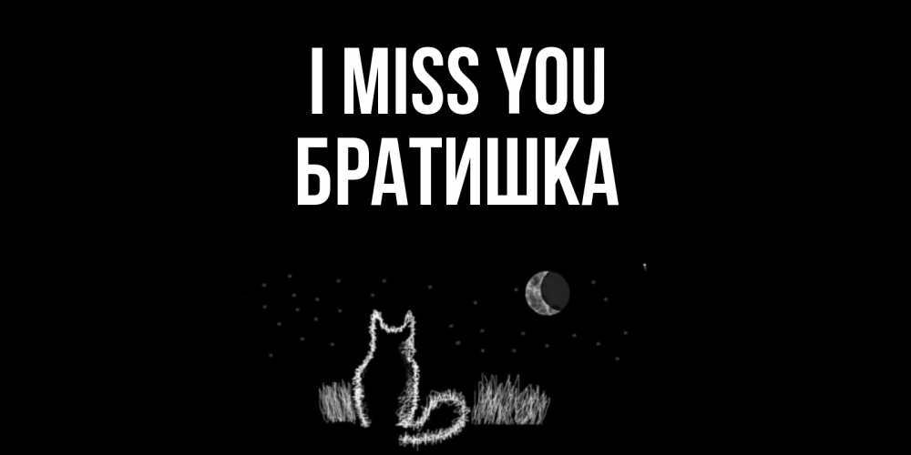 Greetings card с именем, Братишка I miss you кот Greetings with text for free download 