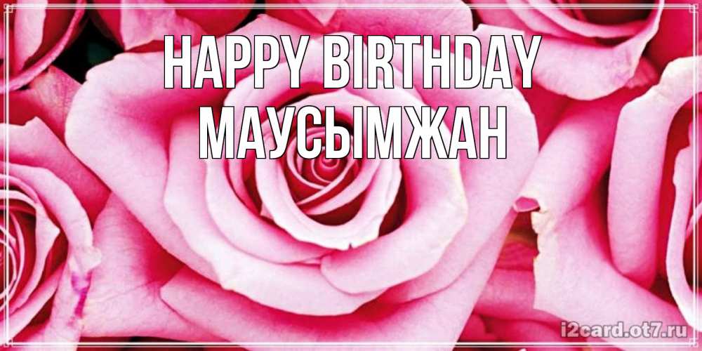 Greetings card с именем, МАУСЫМЖАН Happy Birthday открытка с розовой розой на день рождения Greetings with text for free download 
