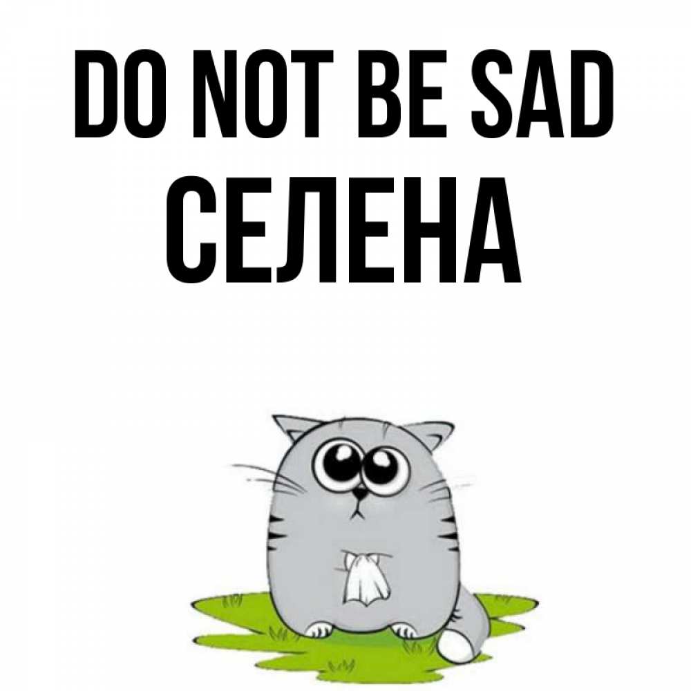 Greetings card с именем, Селена Do not be sad грустный котяра Greetings with text for free download 