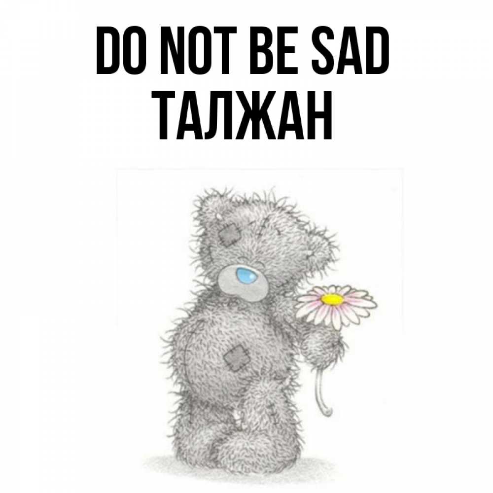 Greetings card с именем, ТАЛЖАН Do not be sad Плюшевый медвежонок с заплатками Greetings with text for free download 
