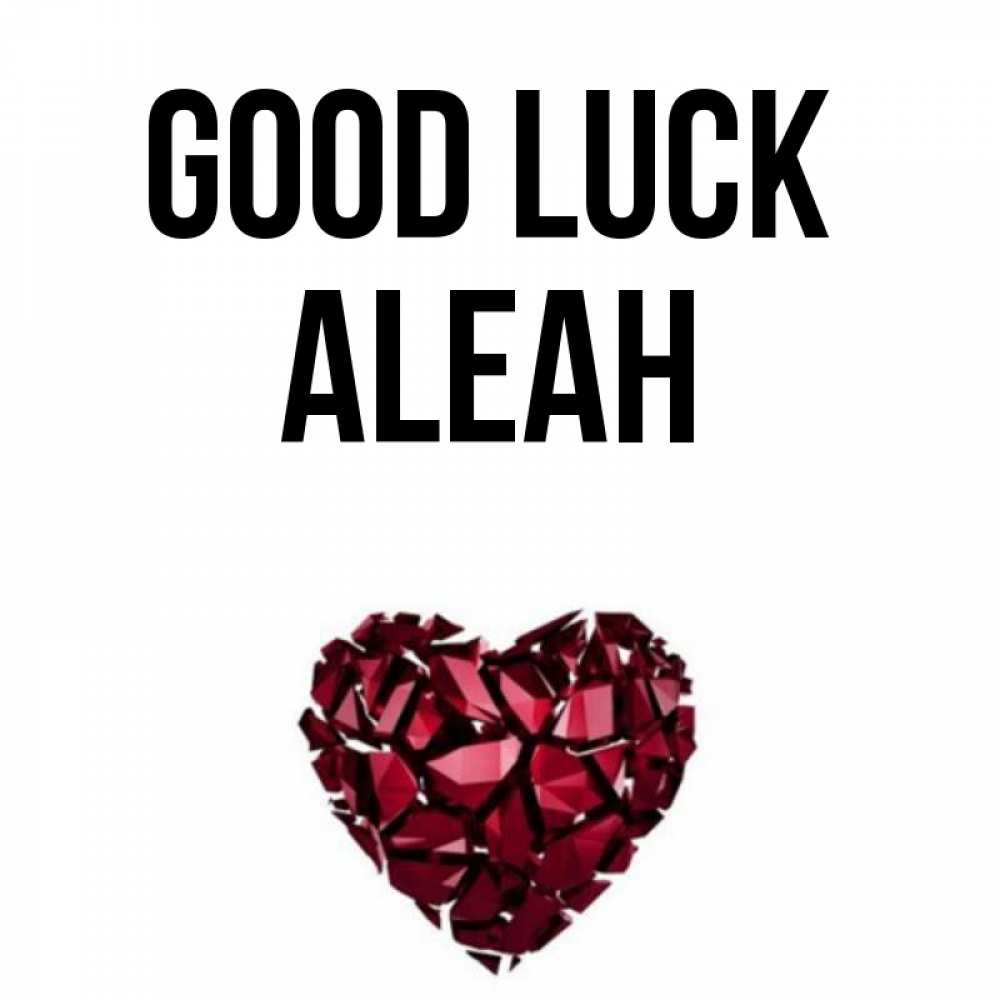 Greetings card с именем, Aleah Good luck бордовое из кристаллов  1 Greetings with text for free download 