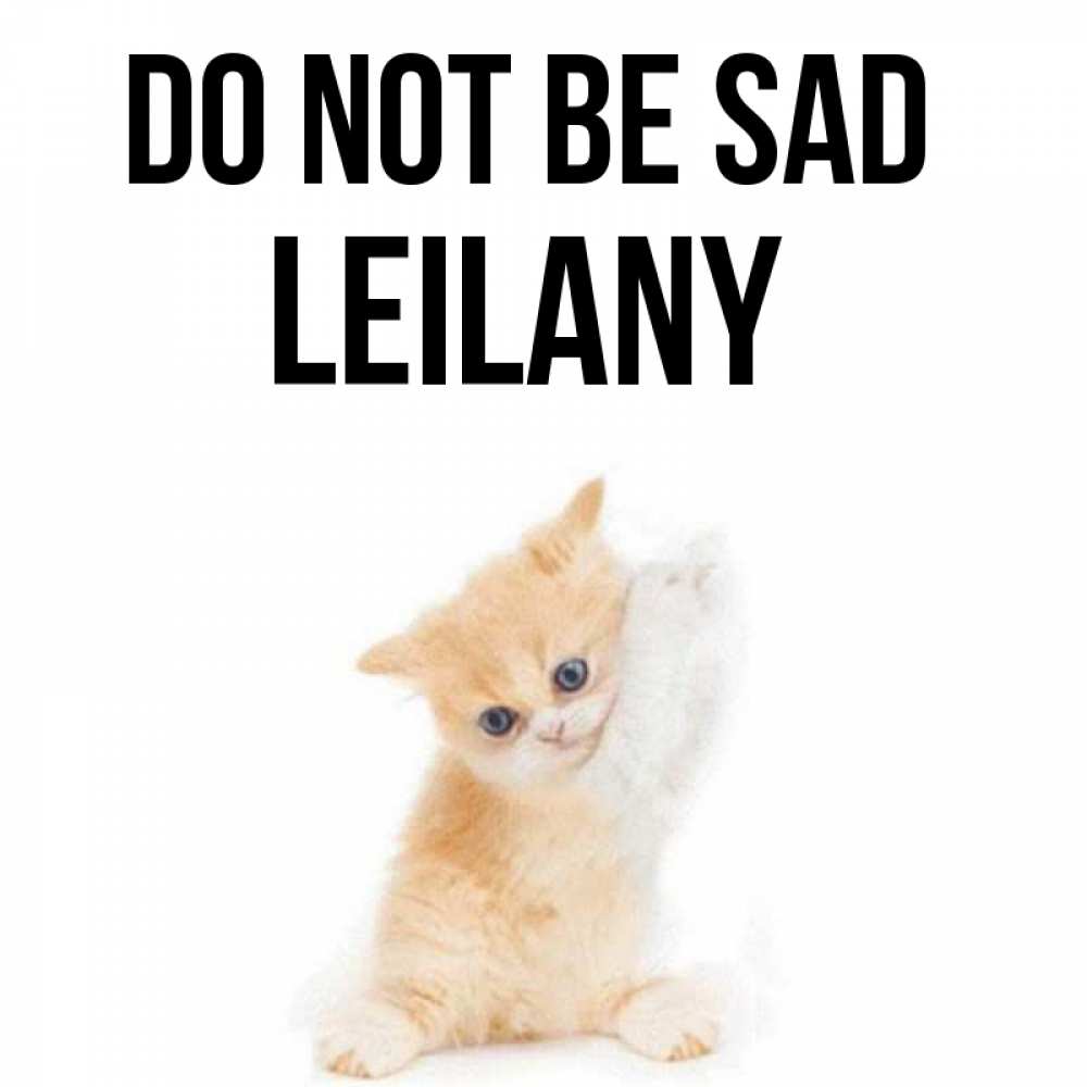 Greetings card с именем, Leilany Do not be sad просящий кот Greetings with text for free download 