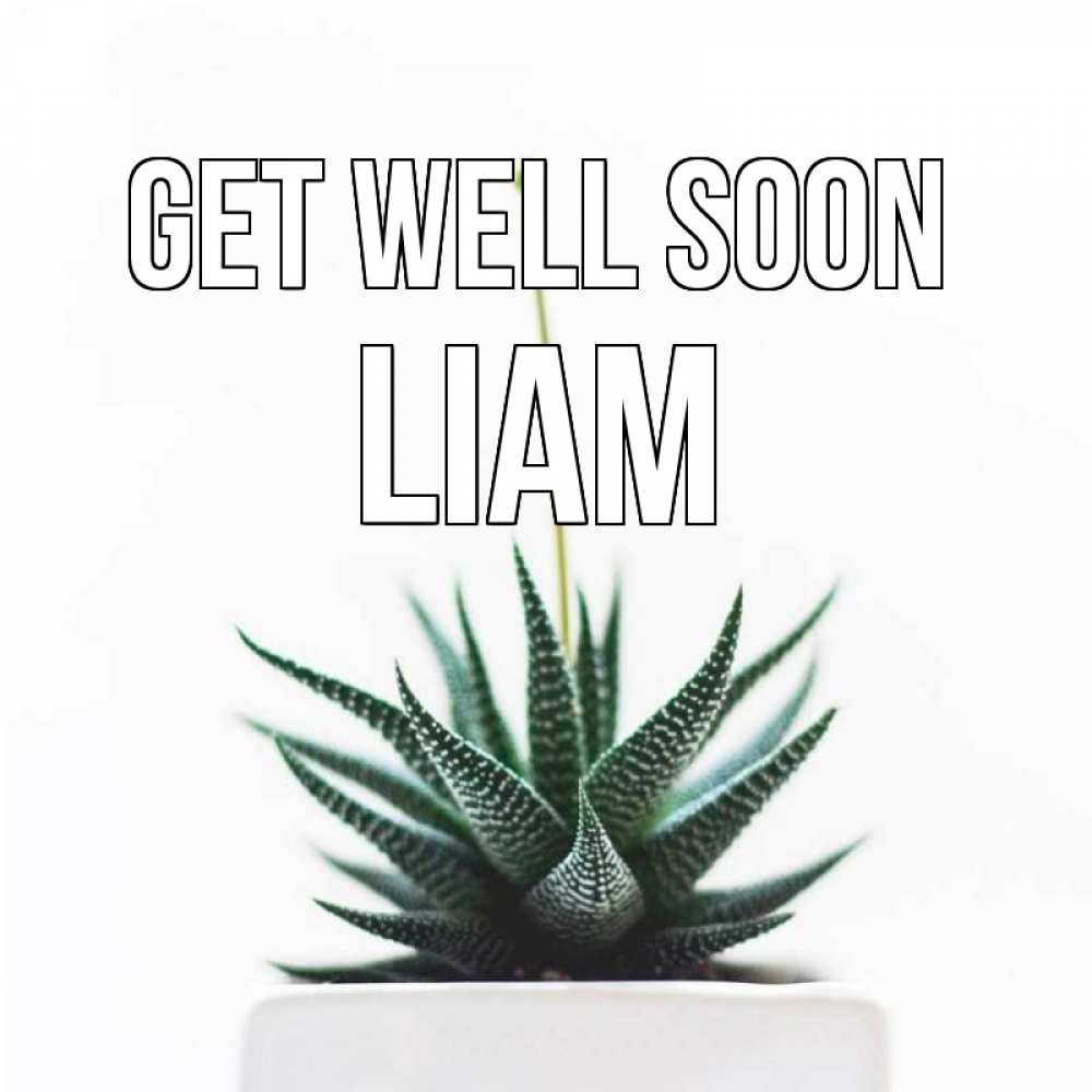 Greetings card с именем, Liam Get well soon короче это непонятная колючка Greetings with text for free download 