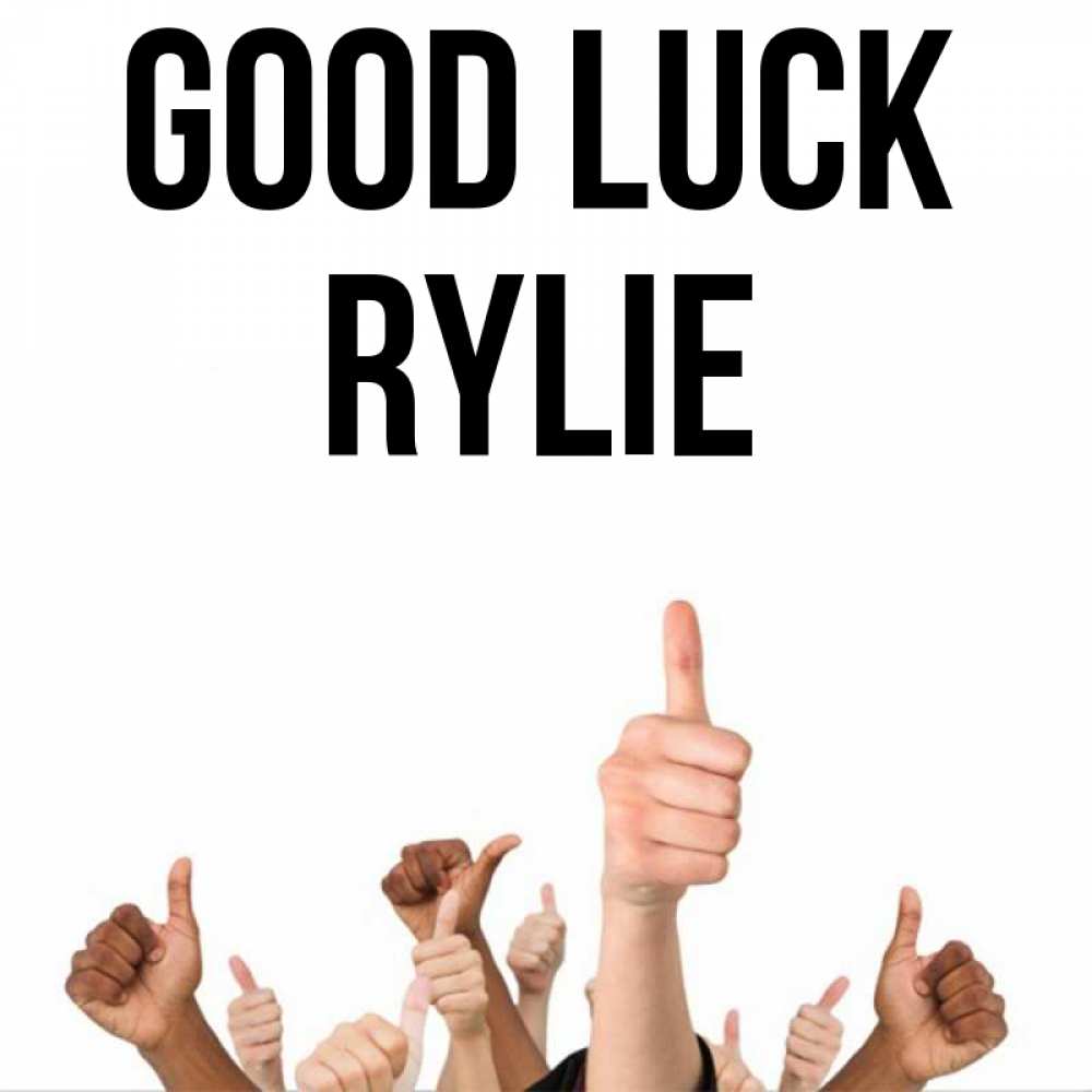 Greetings card с именем, Rylie Good luck молодцом Greetings with text for free download 