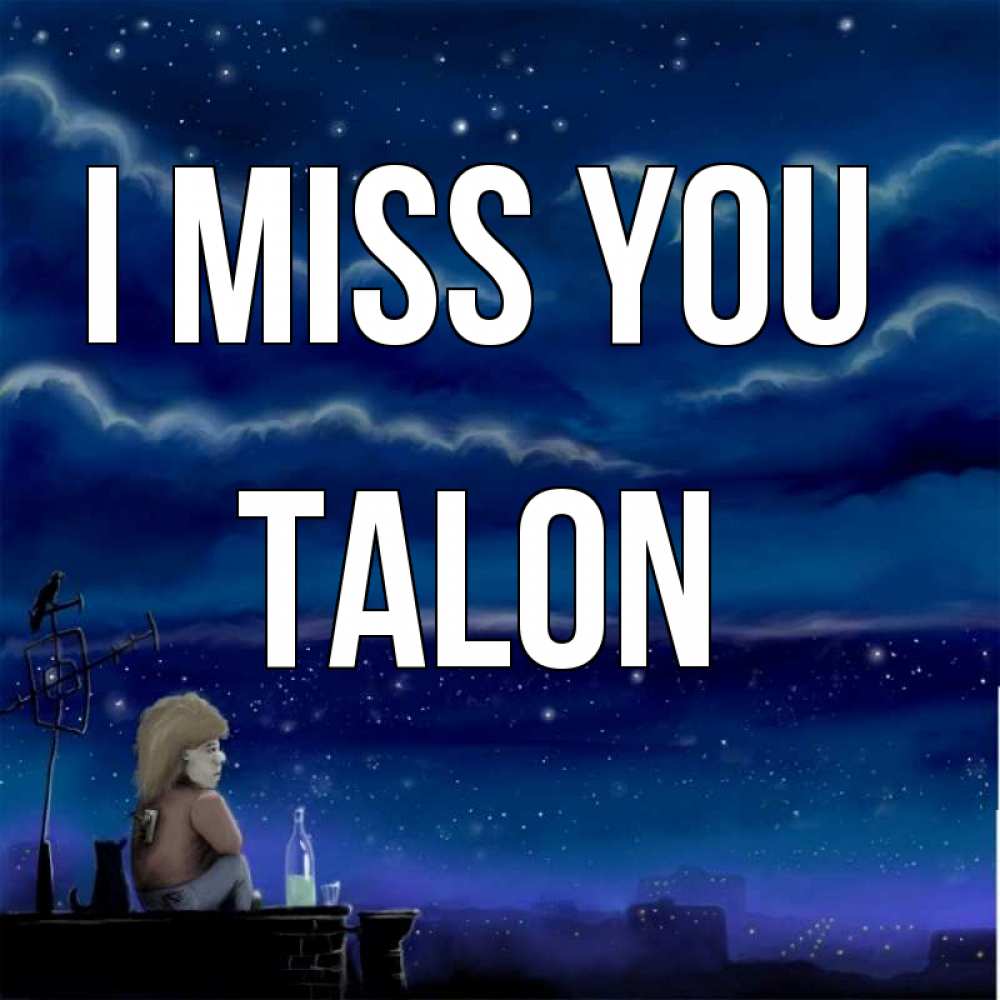 Greetings card с именем, Talon I miss you на крыше 1 Greetings with text for free download 