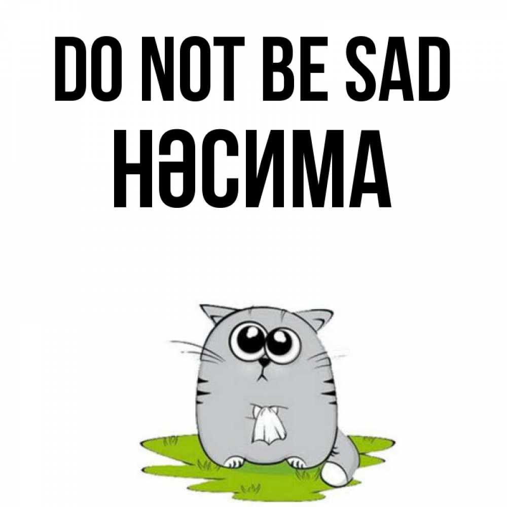 Greetings card с именем, НӘСИМА Do not be sad грустный котяра Greetings with text for free download 