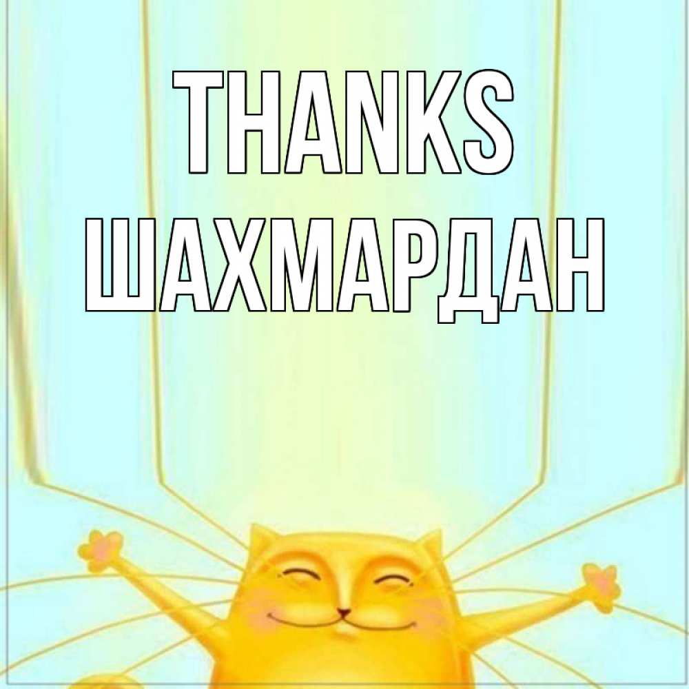 Greetings card с именем, ШАХМАРДАН Thanks кот с усами благодарит Greetings with text for free download 