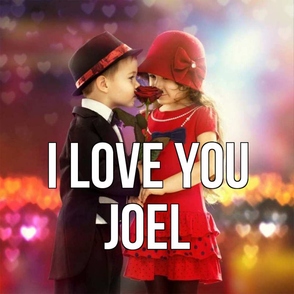 Greetings card с именем, Joel I love you черное и красное и роза Greetings with text for free download 