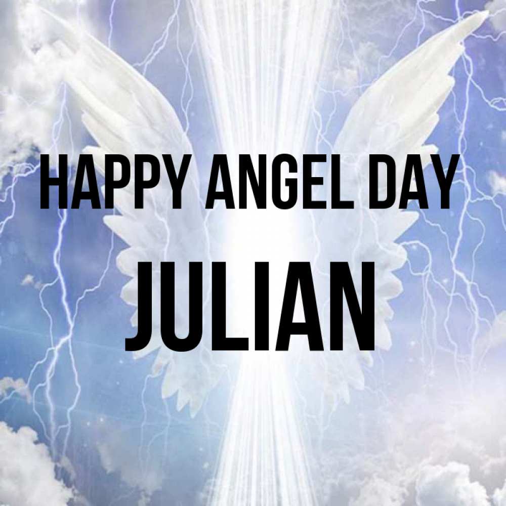 Greetings card с именем, Julian happy angel day молнии на небе и свет Greetings with text for free download 