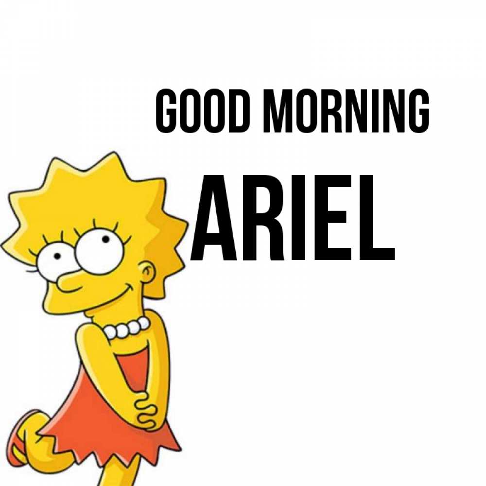 Greetings card с именем, Ariel Good morning в платье и ожерелье Greetings with text for free download 