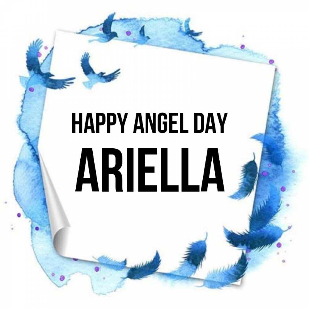 Greetings card с именем, Ariella happy angel day красивые птицы летят Greetings with text for free download 