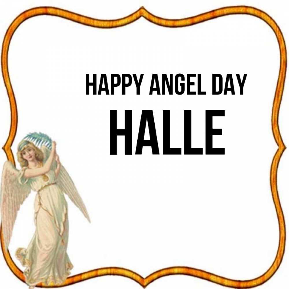 Greetings card с именем, Halle happy angel day рамочка простая Greetings with text for free download 