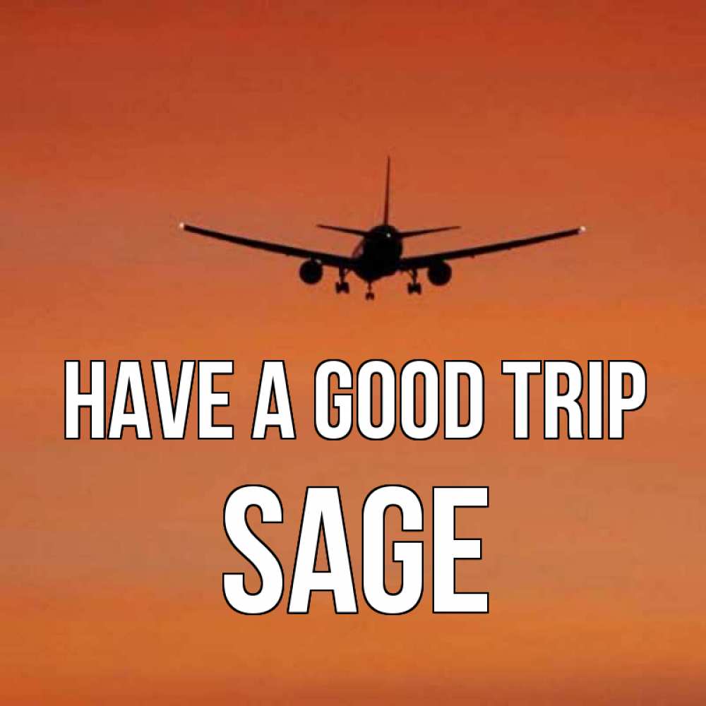 Greetings card с именем, Sage Have a good trip силуэт самолета Greetings with text for free download 