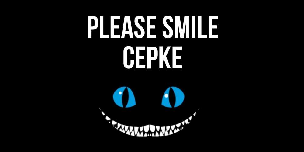 Greetings card с именем, СЕРКЕ Please smile кот улыбается Greetings with text for free download 