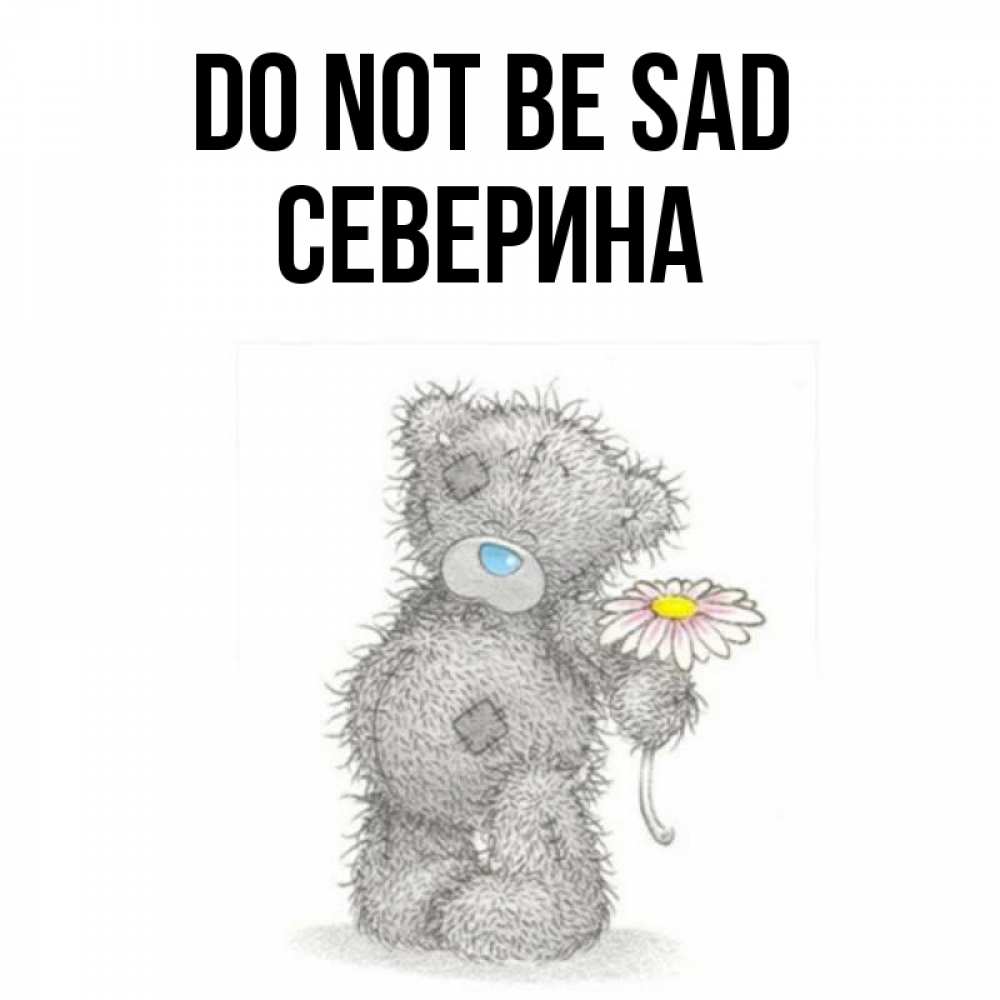 Greetings card с именем, Северина Do not be sad Плюшевый медвежонок с заплатками Greetings with text for free download 
