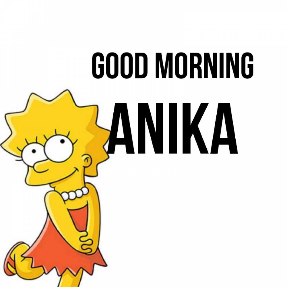 Greetings card с именем, Anika Good morning в платье и ожерелье Greetings with text for free download 