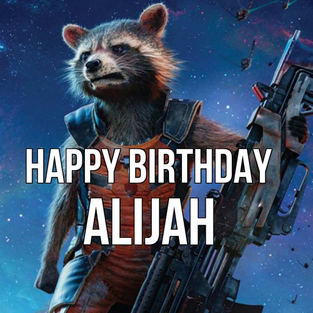 Greetings card с именем, Alijah Happy Birthday реактивный Рокета Greetings with text for free download 
