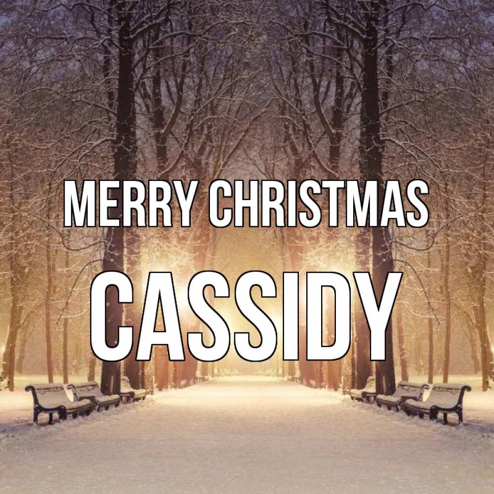 Greetings card с именем, Cassidy Merry Christmas зима, парк, фонарь, лес Greetings with text for free download 