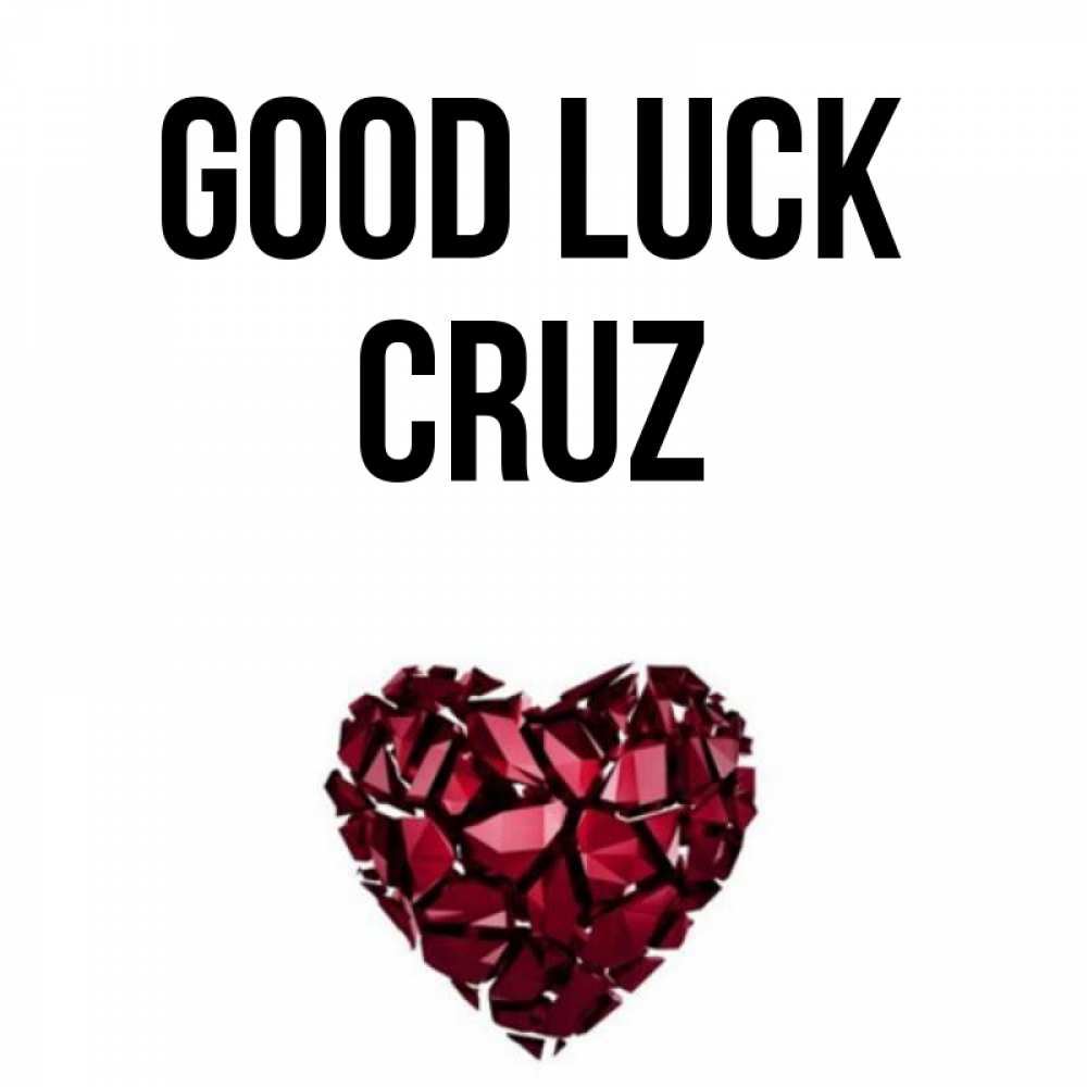 Greetings card с именем, Cruz Good luck бордовое из кристаллов  1 Greetings with text for free download 