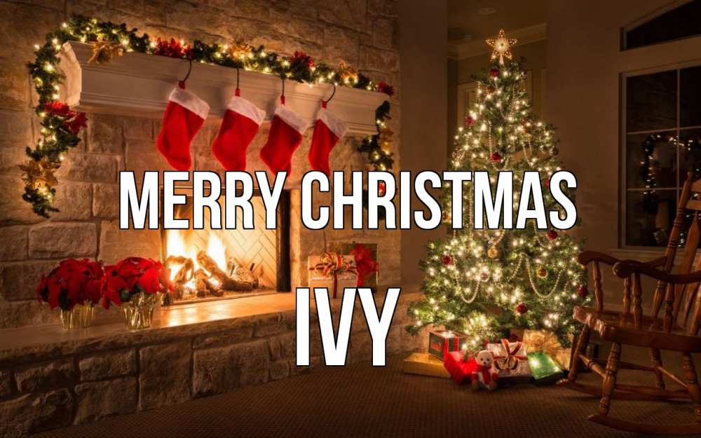 Greetings card с именем, Ivy Merry Christmas рождество Greetings with text for free download 