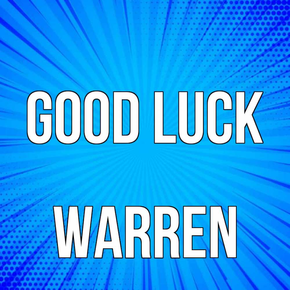 Greetings card с именем, Warren Good luck на удачу Greetings with text for free download 