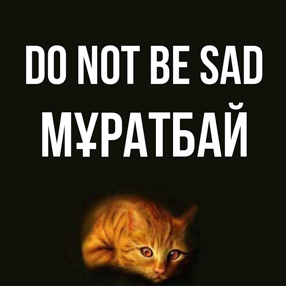 Greetings card с именем, Мұратбай Do not be sad лежащий кот в темноте Greetings with text for free download 