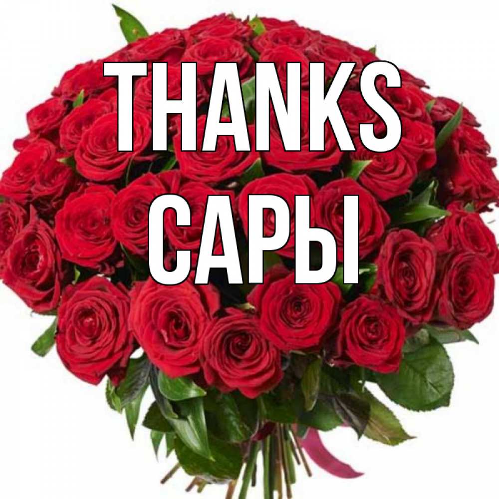 Greetings card с именем, САРЫ Thanks букет красных роз Greetings with text for free download 