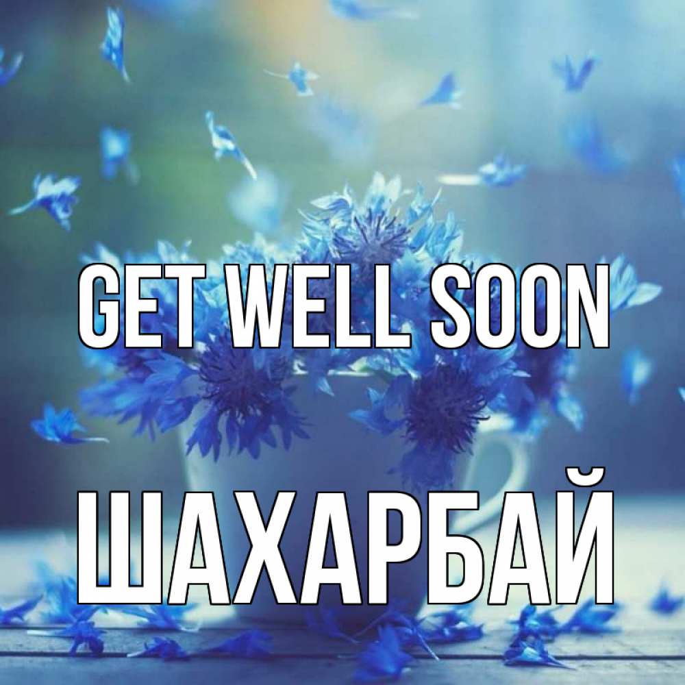 Greetings card с именем, ШАХАРБАЙ Get well soon кружка с зельем и цветами Greetings with text for free download 