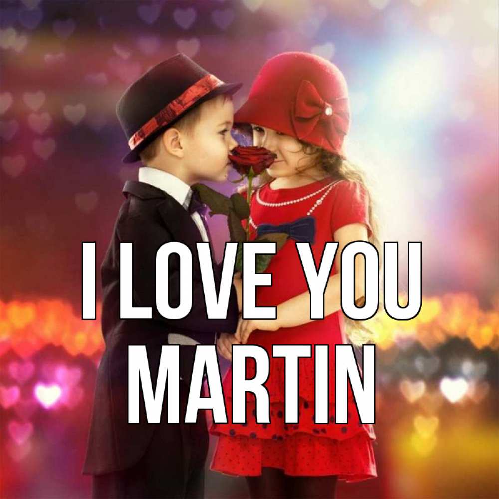 Greetings card с именем, Martin I love you черное и красное и роза Greetings with text for free download 