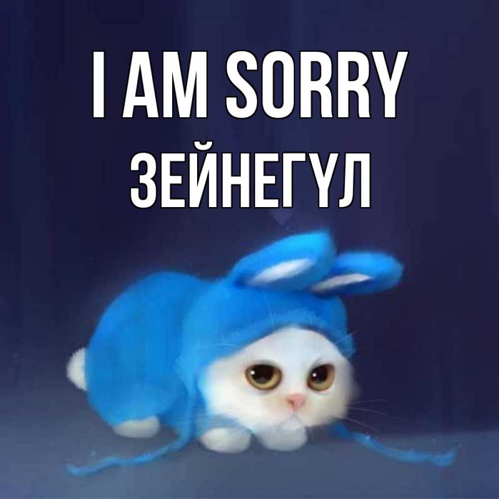 Greetings card с именем, ЗЕЙНЕГҮЛ I am sorry невинный котозай просит прощения Greetings with text for free download 