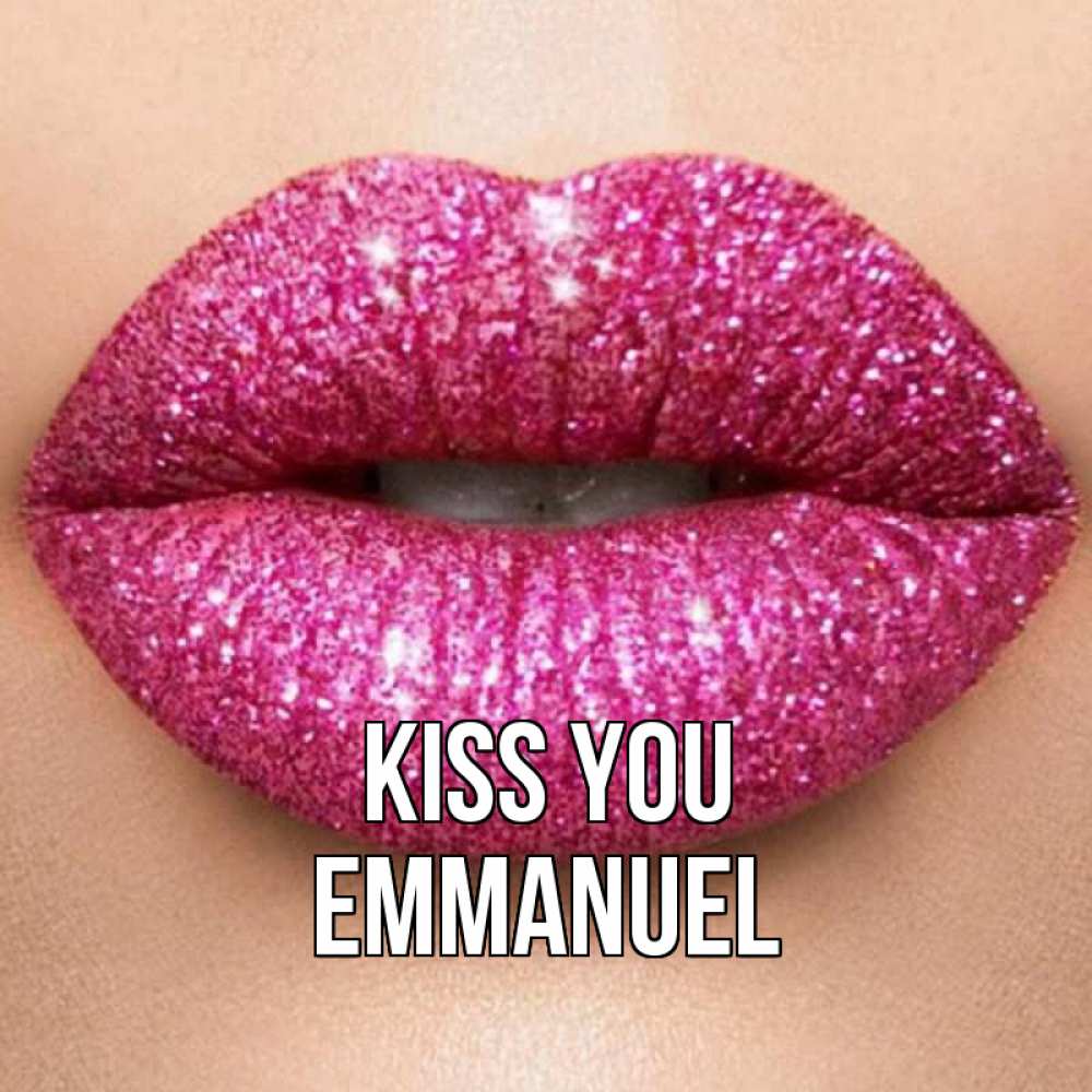 Greetings card с именем, Emmanuel Kiss you поцелуй с подписью для парня Greetings with text for free download 