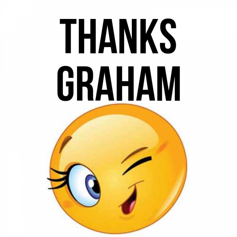 Greetings card с именем, Graham Thanks открытка с подмигивающим смайлом Greetings with text for free download 