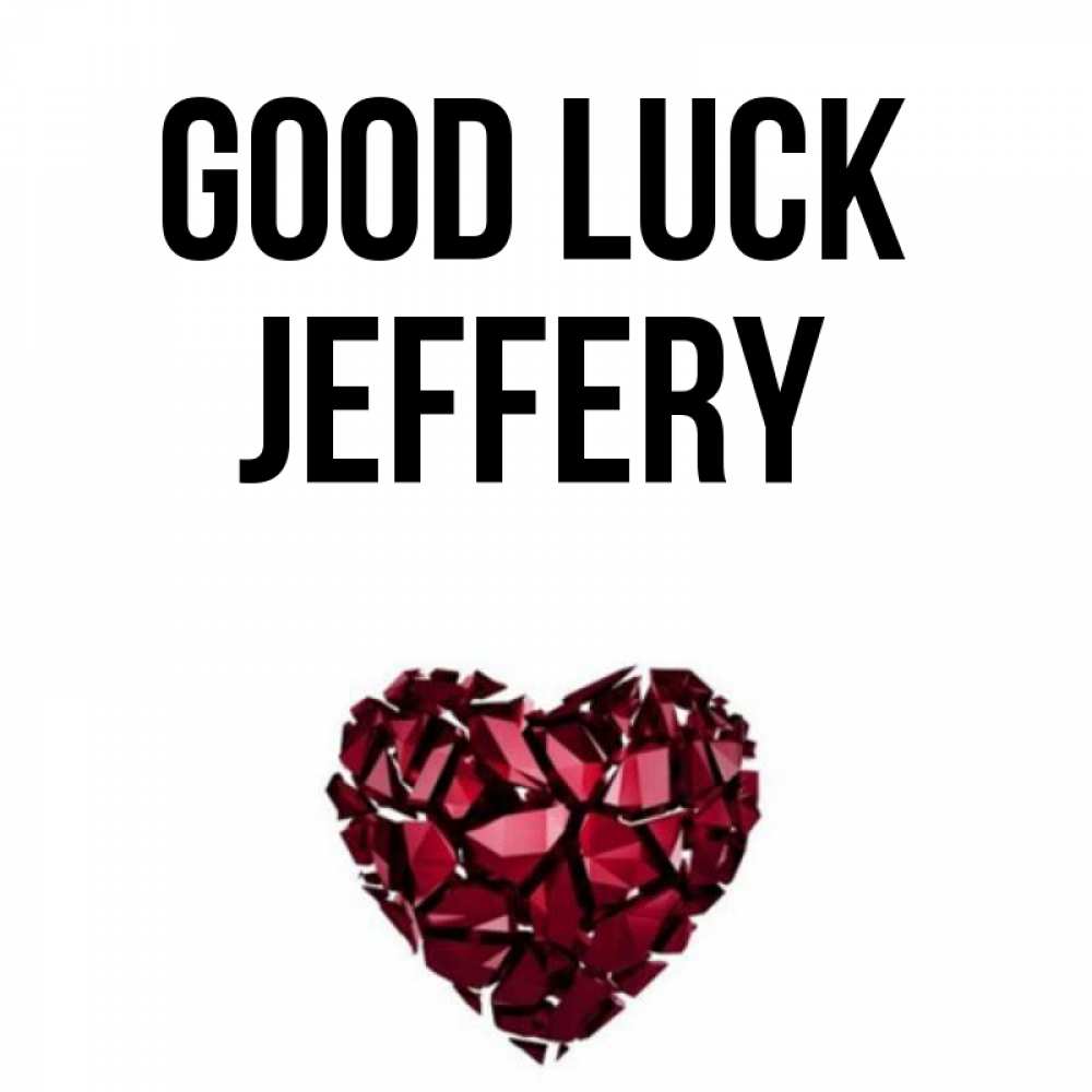 Greetings card с именем, Jeffery Good luck бордовое из кристаллов  1 Greetings with text for free download 