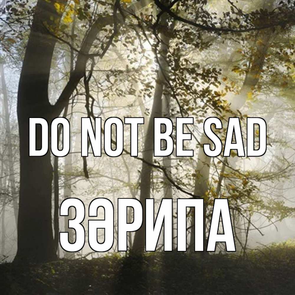 Greetings card с именем, ЗӘРИПА Do not be sad лес и свет Greetings with text for free download 