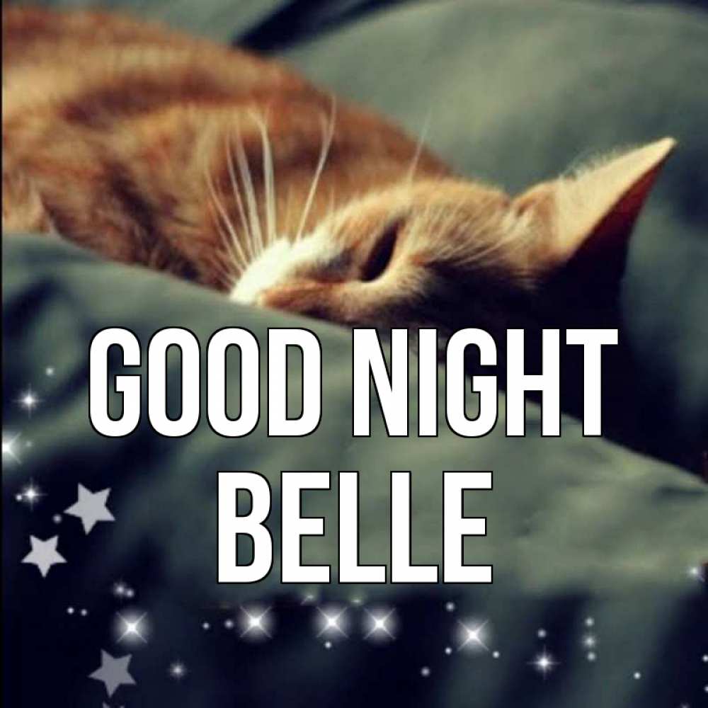 Greetings card с именем, Belle Good night кроватка Greetings with text for free download 