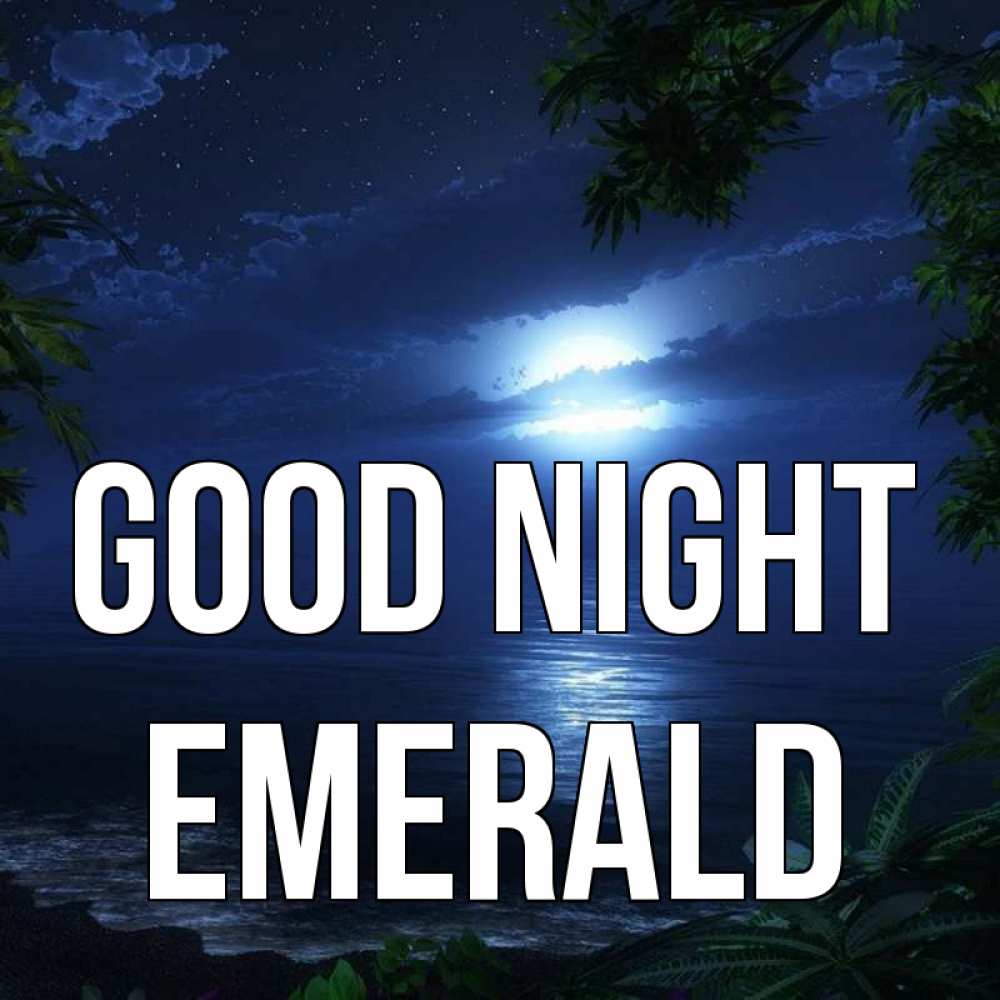Greetings card с именем, Emerald Good night тропический остров Greetings with text for free download 