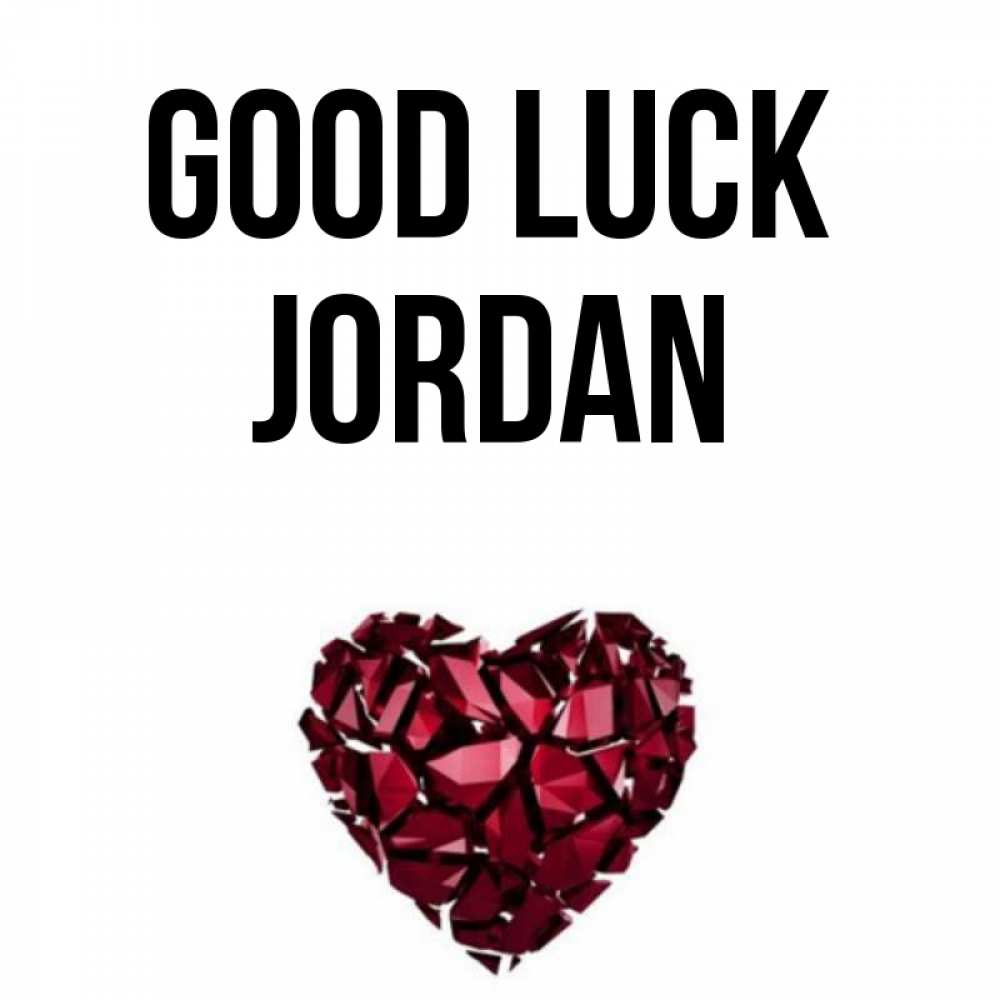 Greetings card с именем, Jordan Good luck бордовое из кристаллов  1 Greetings with text for free download 