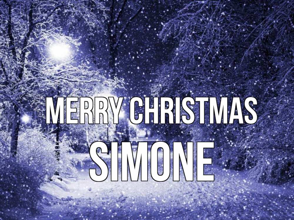 Greetings card с именем, Simone Merry Christmas зима, снег, фонарь Greetings with text for free download 