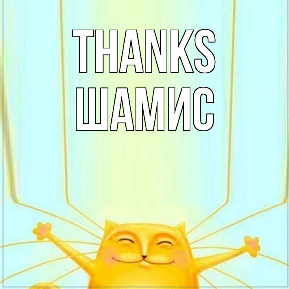 Greetings card с именем, ШАМИС Thanks кот с усами благодарит Greetings with text for free download 