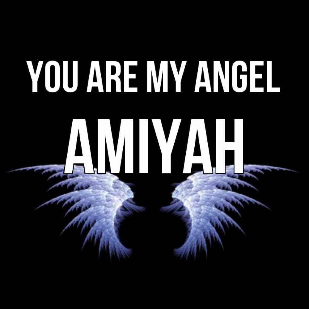 Greetings card с именем, Amiyah You are my angel ангельские крылья на черном фоне Greetings with text for free download 
