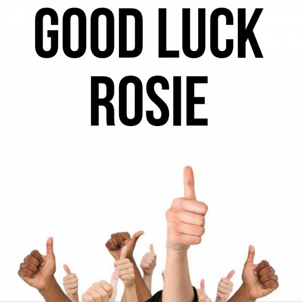 Greetings card с именем, Rosie Good luck молодцом Greetings with text for free download 