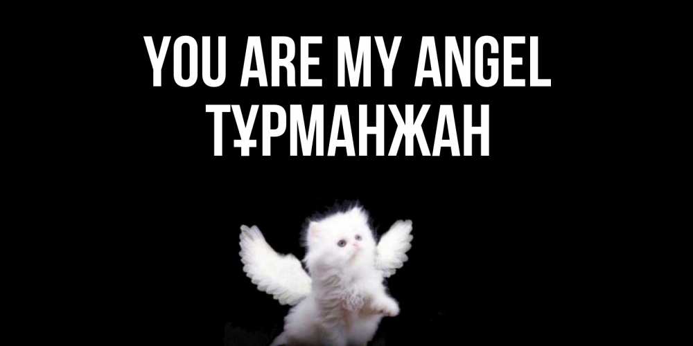 Greetings card с именем, ТҰРМАНЖАН You are my angel Кот ангел Greetings with text for free download 