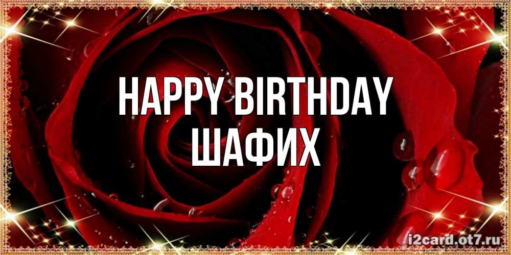 Greetings card с именем, ШАФИХ Happy Birthday цветок в росе на день рождения Greetings with text for free download 