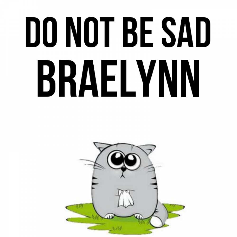 Greetings card с именем, Braelynn Do not be sad грустный котяра Greetings with text for free download 